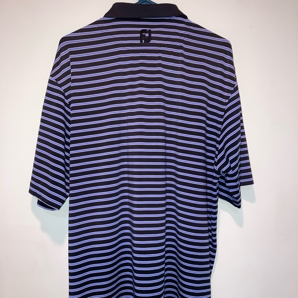 Footjoy Blue and Black striped Golf Polo Mens Large, lightly worn - Picture 4 of 4